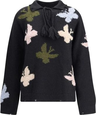 Baziszt Bowrain Gebreide Wollen Trui - Dames - Ronde hals truien - Blauw - S - Wol - Truien & Vesten