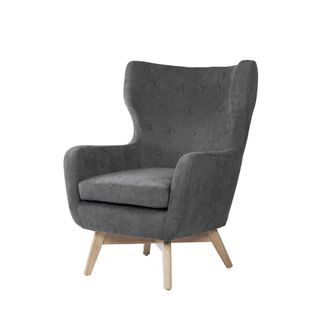 Koketto Home Butaca acolchada gris oscuro con estructura de madera