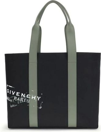 Givenchy Tote Bags, male, Black, Size: ONE SIZE Cotton Handbag with Top Handles and Zipper Closure