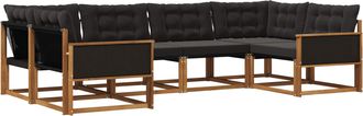 vidaXL Conjunto De Sof&aacute;s De Exterior 6 Uds. Natural Y Negro Vidaxl