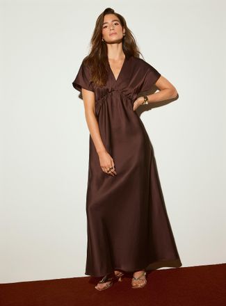 Icone Womens V-neck double-face satin maxi dress