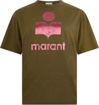Isabel Marant Isabel Marant, T-Shirts, female, Green, Size: XS Linen T-shirt with Print