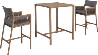 Hhg [nunca Usado] Conjunto De Mesa De Bar + 2 Taburetes De Bar Hhg-156, Taburete De Bar Para Mesa Alta, Polirrat&aacute;n De Olefina (210 G/m&sup2;), Gris Oscuro
