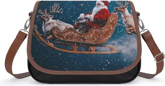 Generic Santa Reindeers Christmas Small Womens Crossbody Bags Shoulder Handbag with Adjustable Strap for Travel