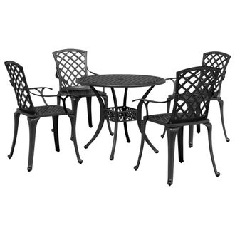 Berkfield Home 5 Piece Garden Dining Set Black Cast Aluminium