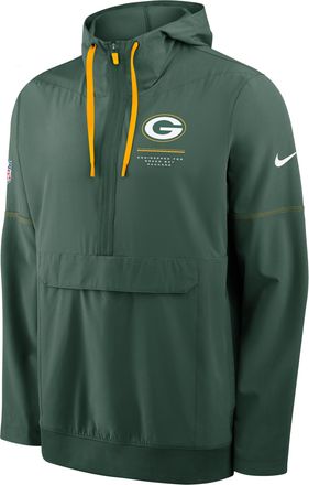 Nike Green Bay Packers Sideline Anorak Nike Mens NFL 1/2-Zip Hooded Jacket in Green | 03AT063K7T-EKU