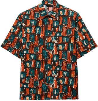 Prada square-print shirt - Red
