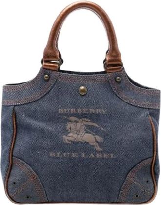 Burberry Pre-owned Handbags, female, Blue, Size: ONE SIZE Pre-owned Denim Handbag