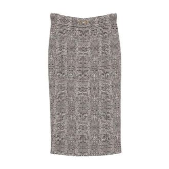 Elisabetta Franchi Midi Skirts, female, Black, Size: XL Skirt in viscose fabric with python print