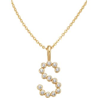 Made by Mary CZ Poppy Initial Necklace in Gold Vermeil Initial S at Nordstrom