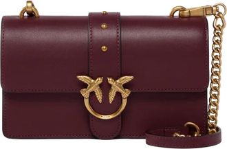 Pinko Deep Red Mini Love Bag One Leather Shoulder Bag