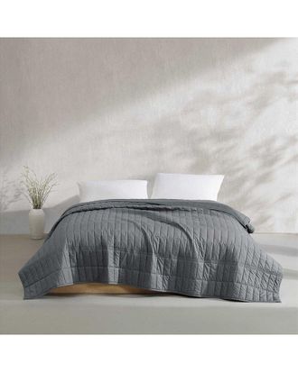 Calvin Klein 200 Thread Count Solid Washed Percale Cotton Quilt Set