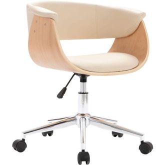 vidaXL Vidaxl - Silla De Comedor Giratoria Madera Curvada Cuero Sint&eacute;tico Crema