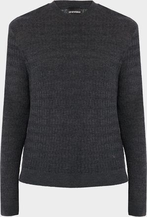 Emporio Armani Mens Tonal Jacquard Slim-Fit Crewneck Sweater