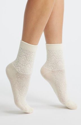Stems Fleur Cotton Blend Crew Socks in Ivory at Nordstrom