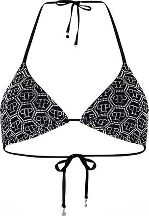 Philipp Plein Zwembeha Driehoek Monogram Strass - Dames - Bikinis - Zwart - XS - Badmode