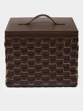 Riviere Woven Leather Wastepaper Basket