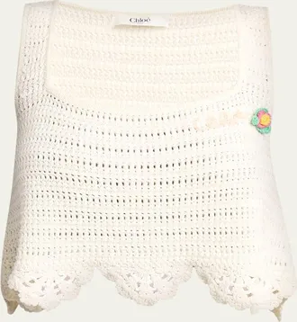 Chlo&eacute; Organic Cotton Crochet Knit Top