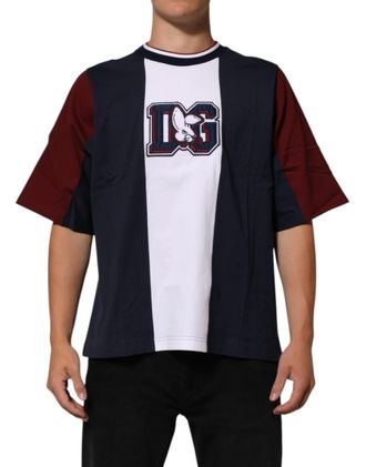 Dolce & Gabbana Multicolor Striped Cotton Men Crew Neck Mens T-shirt