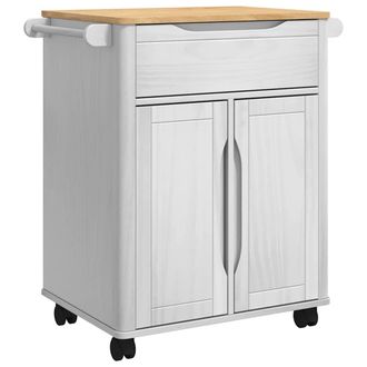 vidaXL Carro De Cocina Floro 72,5 X 45 X 80 Cm Madera De Pino Macizo Vidaxl
