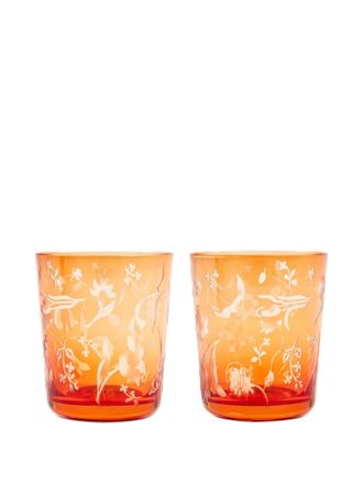 Pols Potten Tumblers met gegraveerde bloemen - Oranje