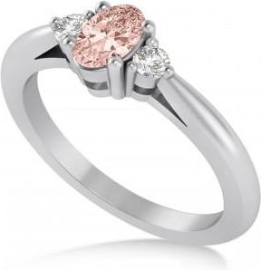 Allurez Oval Morganite & Diamond Three-Stone Engagement Ring 14k White Gold (0.60ct)