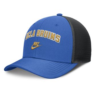 Nike UCLA Legacy Arch Rise Nike Mens Dri-FIT College Trucker Adjustable Hat in Blue | NC130CYGUCV-DUH