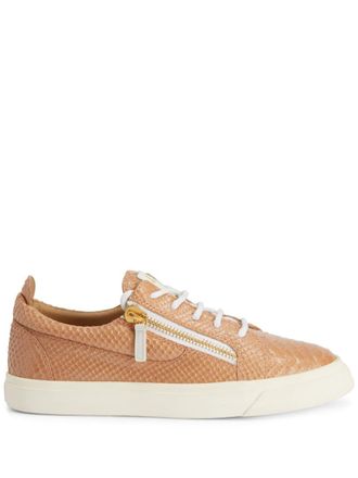 Giuseppe Zanotti Gail snakeskin-effect leather sneakers - Orange