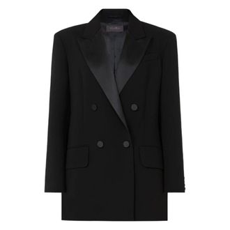 Max Mara Lichtgewicht Double-breasted Cady Blazer - Dames - Jassen - Zwart - Maat: 2XS Zijde