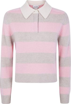 Kujten Royce Stripe Striped Sweater With Shirt-Style Collar