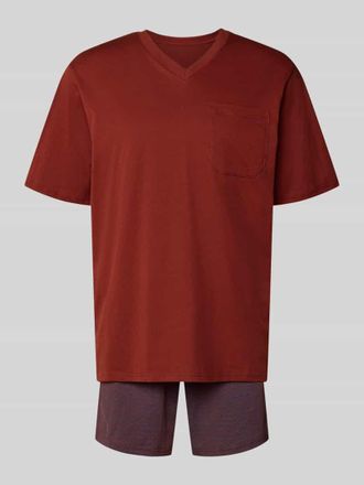 Schiesser Pyjama in minimalistischem Design in Bordeaux, Gr&ouml;&szlig;e 52