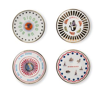 BITOSSI HOME Set of 4 Pcs. - Saucer Cm. 15 - Monuments, Italy, Little Mermaid, David