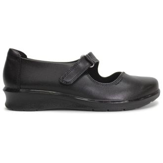 Clarks Hope Henley Leather Womens Hook and loop Shoes - Black - Size:UK 6.5