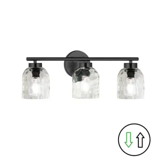 Dainolite 3 Light Matte Black Vanity w/ Clear Water Glass