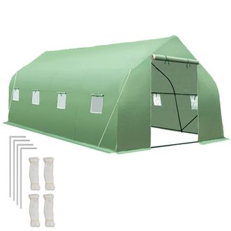 TecTake Greenhouse - Polytunnel With 8 Windows, 600 X 300 X 205 Cm in Green | Size: Large