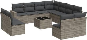 vidaXL Set De Sof&aacute;s De Jard&iacute;n 12 Pzas Con Cojines Rat&aacute;n Sint&eacute;tico Gris Vidaxl