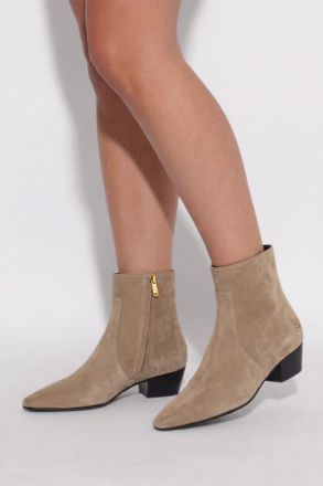 Anine Bing Suede Heeled Ankle Boots, Womens, Beige
