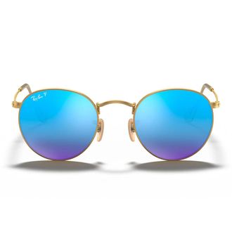 Ray-Ban Sunglasses Rb3447 112/4 L Round Metal Gold/Blue Unisex Polarized