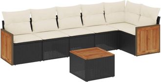 vidaXL Vidaxl - Set De Comedor De Jard&iacute;n 7 Pzas Y Cojines Rat&aacute;n Sint&eacute;tico Negro