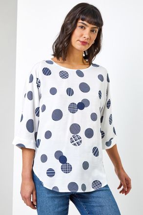 Roman Abstract Spot Print Top