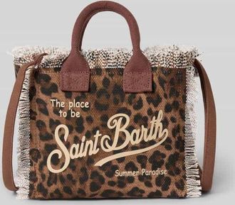 MC2 Saint Barth Handtasche mit Fransen und Label-Print Modell VANITY MINI in Dunkelbraun, Gr&ouml;&szlig;e 1