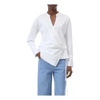 Closed Blouses, female, White, XS, Wrap Blouse in White Cotton Poplin