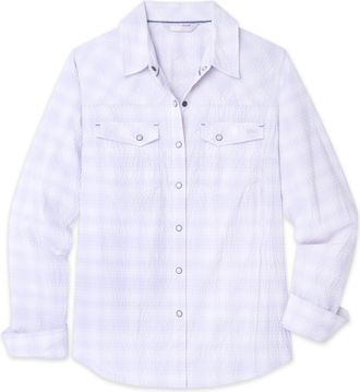 Stio | Womens Eddy Coast Shirt Long Sleeve, Size Extra Small in Lavender Haze Plaid