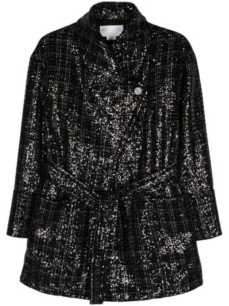 Genny Tweed jas met pailletten - Zwart