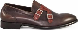 Botti Leather Loafer with Buckles - Brown/Bordeaux