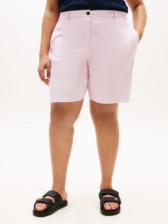 Tommy Hilfiger Chinoshorts TOMMY HILFIGER CURVE CRV CO GMD BLEND CHINO SHORT, Damen, Gr. 50, N-Gr, lila powder, Web, Obermaterial: 65% Baumwolle, 33% Lyocell, 2% Ela