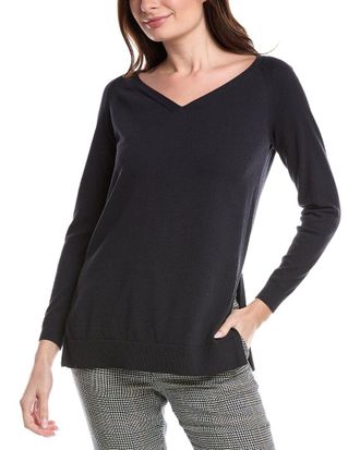 Lafayette 148 New York Plaited V-Neck Pullover