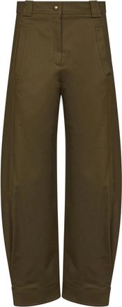 Max Mara Tapered Broeken - Dames - Broeken - Groen - XS - Katoen - Broeken