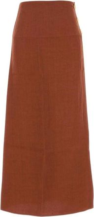Le Kasha Haifal Linnen Rok - Dames - Midirokken - Rood - M - Linnen - Rokken