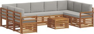 vidaXL Conjunto De Sof&aacute;s De Exterior 10 Uds. Natural Y Gris Claro Vidaxl